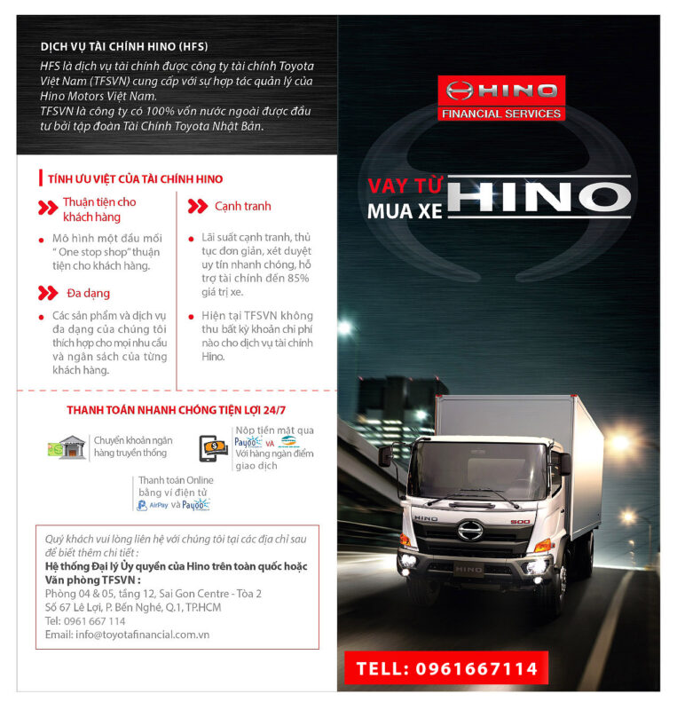 tính ưu việt của dịch vụ tài chinh hino